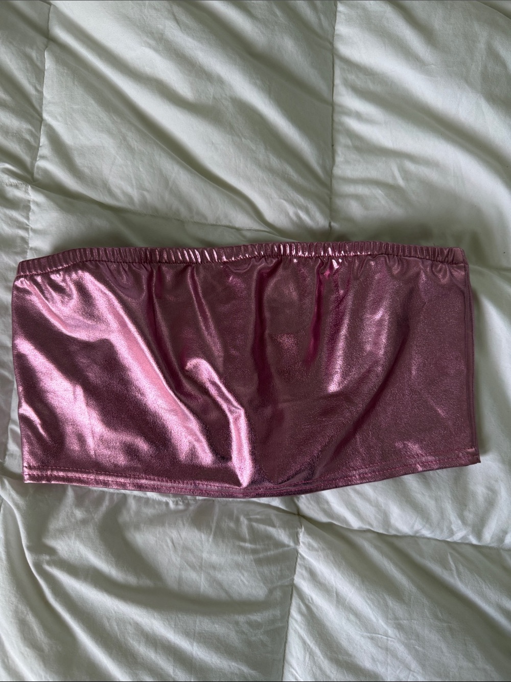 Metallic Pink Strapless Bandeau Top